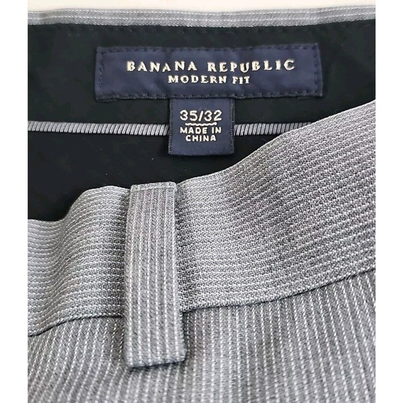 Banana Republic ~Men's Size 35/32~ Gray Striped Prit Modern Fit Wool Blend Pants - Picture 7 of 9